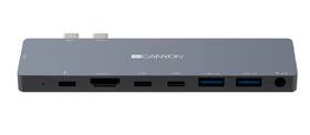 USB Hub Canyon 2x USB-C/2x USB, 2x HDMI 4K, USB-C PD 87W, 2x USB-C, 3,5mm 

 obrázok produktu 2 z 6