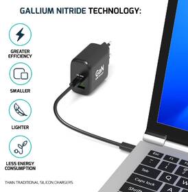 Nabíjačka do siete PORT CONNECT GaN 65W, 1x USB-C PD a 1x USB-A QC čierny

 obrázok produktu 6 z 6