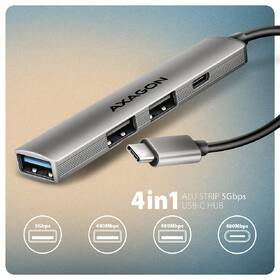 USB Hub Axagon ALU STRIP USB-C 4 port hliník

 obrázok produktu 1 z 4