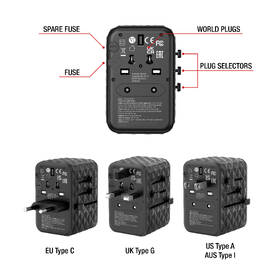 Cestovný adaptér Verbatim UTA-05 GaN III, 2x USB-C PD 65W & QC 4+, 2x USB-A čierny

 obrázok produktu 10 z 11