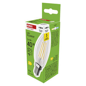 LED žiarovka EMOS Filament sviečka, 3,4 W, E14, neutrálna biela 

 obrázok produktu 6 z 7