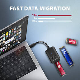 Adaptér Axagon USB-C 3.2 Gen 2 - M.2 NVMe & SATA SSD, kabel 10cm čierny

 obrázok produktu 2 z 4