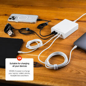 Nabíjačka do siete FIXED Charging Station 3xUSB-C/ 1xUSB-A, GaN, PD 3.0, 200 W biela

 obrázok produktu 7 z 12