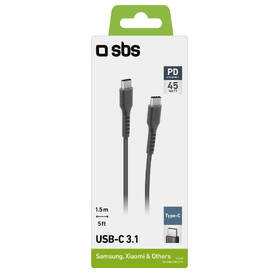 Kábel SBS USB-C/USB-C 3.1, 60 W, 1,5 m čierny

 obrázok produktu 4 z 4
