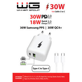 Nabíjačka do siete WG USB, USB-C, 30W + USB-C kábel 1m biela

 obrázok produktu 1 z 1