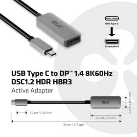 Redukcia Club3D USB-C/DisplayPort 1.4 (F/M) sivá

 obrázok produktu 2 z 3