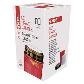 LED dekorácie EMOS cintorínska sviečka, 2× C, červená, časovač 

 obrázok produktu 4 z 4