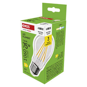 LED žiarovka EMOS Filament A60, 7,8 W, E27, neutrálna biela 

 obrázok produktu 6 z 7