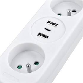 Kábel predlžovací Solight 2x zásuvka, 2x USB + 1x USB-C, 1,5 m biely

 obrázok produktu 5 z 12