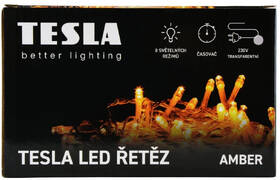 Vianočné osvetlenie TESLA lighting dekoratívna reťaz, AMBER, 100 LED, 10m + 5m kábel, 8 funkcií, IP44, transparentný 

 obrázok produktu 4 z 4
