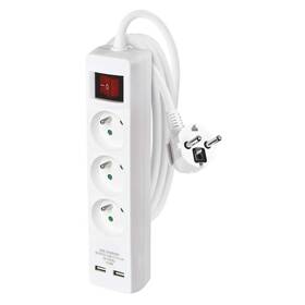 Kábel predlžovací EMOS 3x zásuvka + 2x USB, 2m biely

 obrázok produktu 1 z 3