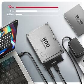 Adaptér Axagon Fast Port X - 2.5"/3.5" SSD/HDD, USB-C 10 Gbps čierny

 obrázok produktu 2 z 4