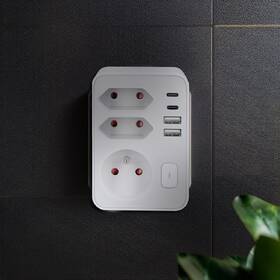 Rozbočovacia zásuvka Solight 1x 16A + 2x 2,5A, 2xUSB A+C rýchlonabíjačka 20W PD, vypínač biela

 obrázok produktu 3 z 3