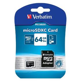 Pamäťová karta Verbatim micro SDXC 64GB Class 10 (90R/10W) + adaptér 

 obrázok produktu 2 z 2