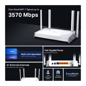 Router TP-Link Archer BE220W, WiFi 7 BE3600 biely

 obrázok produktu 3 z 7