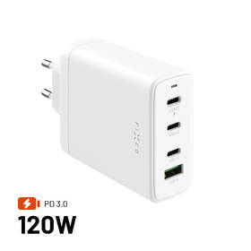 Nabíjačka do siete FIXED GaN, 3xUSB-C, 1xUSB-A, PD 3.0, 120W biela

 obrázok produktu 1 z 11