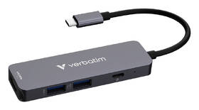 USB Hub Verbatim USB-C Essentials Multiport Hub 4 port - USB 3.2 GEN 1 / HDMI/ USB-C PD / USB-A sivý

 obrázok produktu 1 z 4