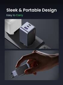 Nabíjačka do siete UGREEN Nexode S 65W 2xUSB-C, 1xUSB-A, GaN sivá

 obrázok produktu 6 z 14