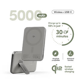 Powerbank PanzerGlass empower Qi2 5000 mAh, MagSafe, KickStand sivý

 obrázok produktu 3 z 5