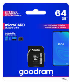 Pamäťová karta Goodram MicroSDXC 64GB 10 UHS I + adaptér 

 obrázok produktu 2 z 2