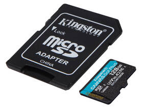 Pamäťová karta Kingston MicroSDXC 128GB U3 UHS-I (200R/100W) + adaptér 

 obrázok produktu 1 z 4