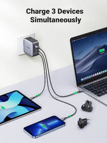 Cestovný adaptér UGREEN 1x USB, 2x USB-C 65W GaN sivý

 obrázok produktu 2 z 6