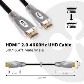 Kábel Club3D HDMI 2.0, High Speed 4K, 5m sivý

 obrázok produktu 2 z 3