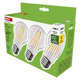 LED žiarovka EMOS Filament klasik, 3,8 W, 806lm, E27, neutrálna biela, 3ks 

 obrázok produktu 2 z 3