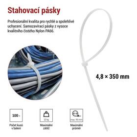 Sťahovacie pásky EMOS 350×4,8MM, 100KS biele

 obrázok produktu 6 z 10