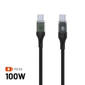 Kábel FIXED USB-C/USB-C, s displejom, PD, 100 W, 2 m čierny

 obrázok produktu 1 z 9
