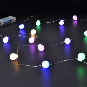 Vianočné osvetlenie Solight reťaz - farebné gule, 20x LED, 2m, 2x AA 

 obrázok produktu 2 z 3