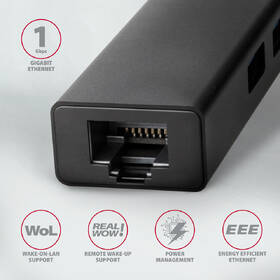 USB Hub Axagon USB 3.2 Gen 1 húb, 3x USB-A + Gigabit Ethernet, kábel USB-C 20cm čierny

 obrázok produktu 2 z 5