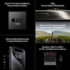 Mobilný telefón Apple iPhone 15 Pro Max 256GB biely titán 

 obrázok produktu 6 z 8