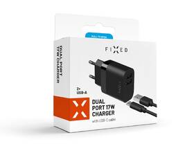 Nabíjačka do siete FIXED 17W Smart Rapid Charge, 2x USB + USB-C kábel 1m čierna

 obrázok produktu 7 z 7