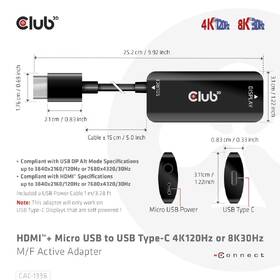 Redukcia Club3D HDMI + micro USB/USB-C 4K120Hz/8K30Hz 

 obrázok produktu 5 z 8