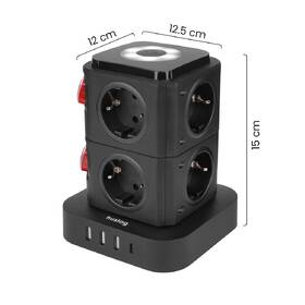 Kábel predlžovací Huslog 15W 8xzásuvka, 1xUSB-C, 3xUSB, 1x LED svetlo čierny

 obrázok produktu 9 z 9