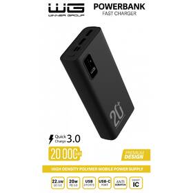 Powerbank WG 20000 mAh + PD USB-C 20W + QC 3.0 22,5W čierny

 obrázok produktu 2 z 5