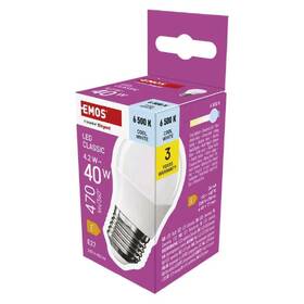 LED žiarovka EMOS Classic mini globe, E27, 4,2 W, studená biela 

 obrázok produktu 3 z 3
