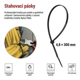 Sťahovacie pásky EMOS 300×4,8MM, 100KS čierne

 obrázok produktu 5 z 10