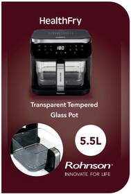 Fritéza teplovzdušná Rohnson R-2890 Glass & Steel HealthFry, 5,5 l čierna

 obrázok produktu 10 z 10
