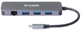 USB Hub D-Link 5v1 z USB-C na Gigabit Ethernet a funkciou Power Delivery sivý

 obrázok produktu 1 z 2