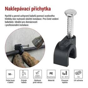Káblový klip EMOS 6MM, 50KS čierny

 obrázok produktu 1 z 4