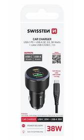 Adaptér do auta Swissten USB-C PD + USB-A, 38W + USB-C kábel 1m čierny

 obrázok produktu 3 z 3