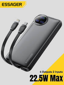 Powerbank Essager s digitálnym displejom a integrovaným káblom 20000 mAh 22,5 W čierna

 obrázok produktu 2 z 3