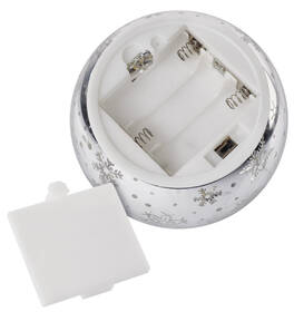 LED dekorácie EMOS sklenená guľa – vločky, 12 cm, 3x AA, vnútorné, teplá biela, časovač 

 obrázok produktu 3 z 9
