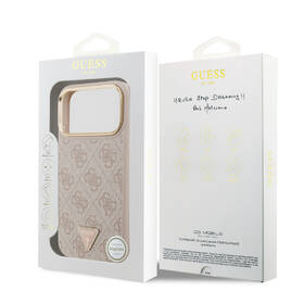 Kryt na mobil Guess PU Leather 4G Triangle Logo Gold Frame MagSafe na Apple iPhone 17 Pro Max ružový

 obrázok produktu 7 z 7