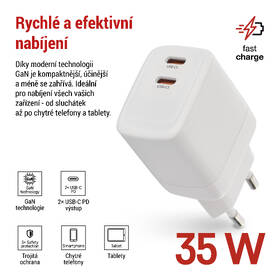 Nabíjačka do siete EMOS GaN, 35W, 2x USB-C biela

 obrázok produktu 7 z 14
