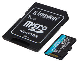Pamäťová karta Kingston MicroSDXC 256 GB UHS-I U3 (170R/90W) + adaptér 

 obrázok produktu 1 z 2