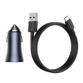 Adaptér do auta Baseus Golden Contactor Pre Dual USB+USB-C 40W s káblom USB/USB-C 1m sivý

 obrázok produktu 9 z 15