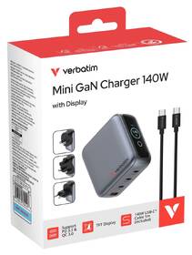 Cestovný adaptér Verbatim Mini GaN LCD, 3x USB-C PD 140 W, 1x USB-A QC 3.0, černá čierny

 obrázok produktu 8 z 8